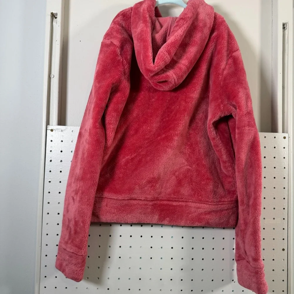 Abercrombie Kids Pullover Hoodie Girls Pink Sherpa Fleece Relaxed Winter - 11/12